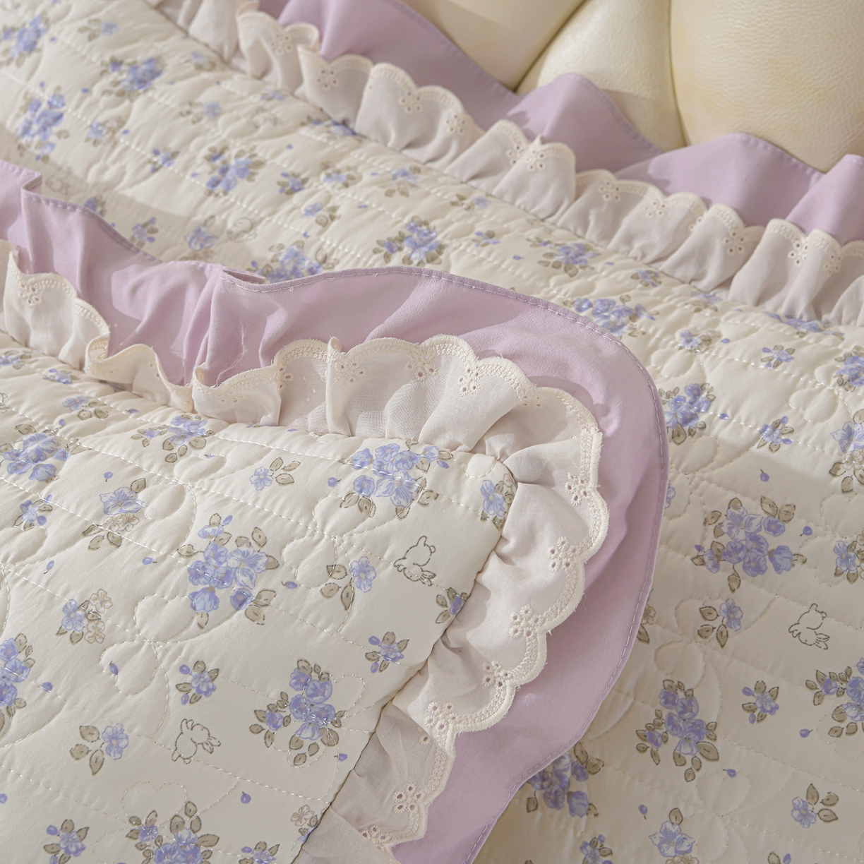 91家纺网 家纺一手货源 找家纺 金梦家居 2026新款水洗棉床盖夏被款四件套 花香萌兔