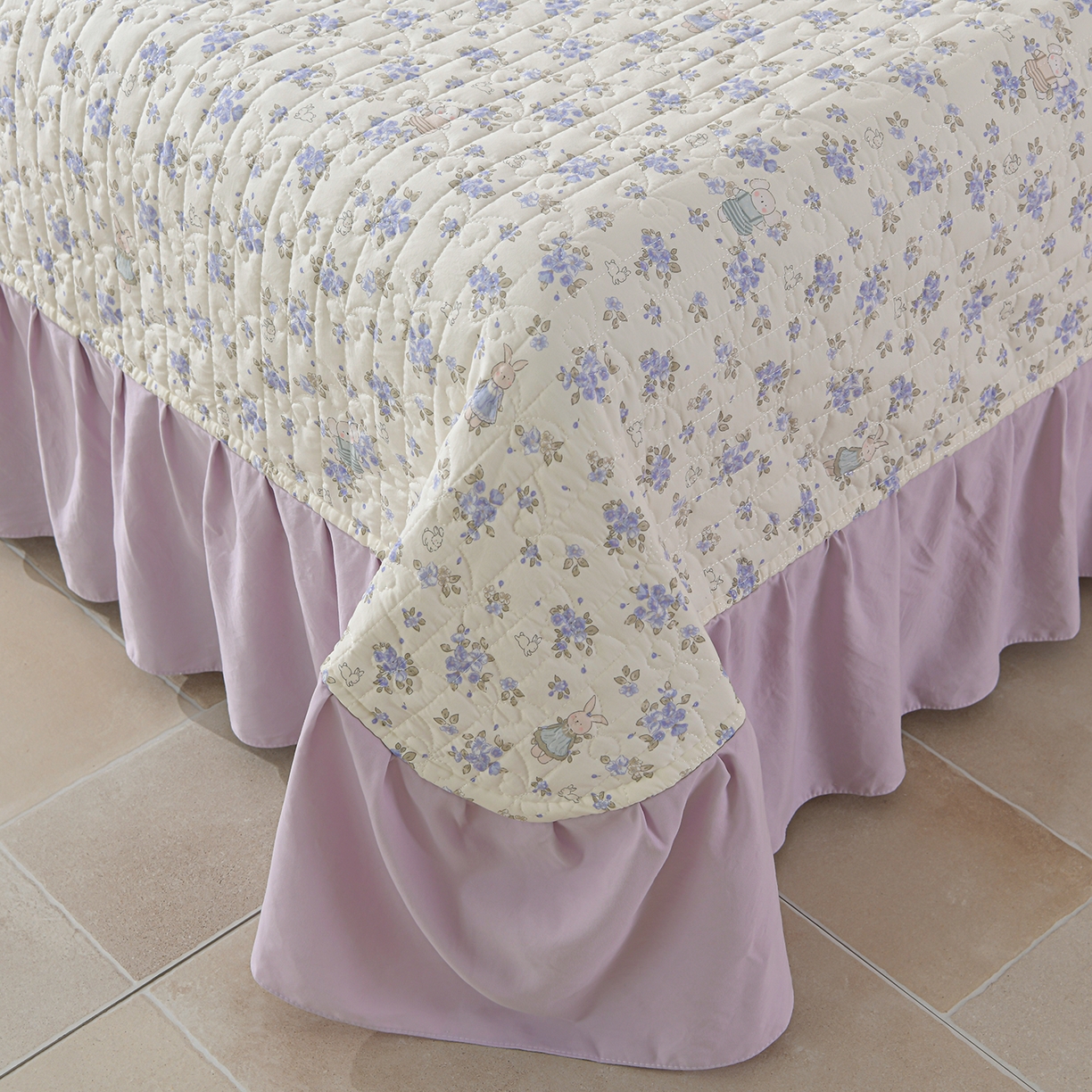 91家纺网 家纺一手货源 找家纺 金梦家居 2026新款水洗棉床盖夏被款四件套 花香萌兔