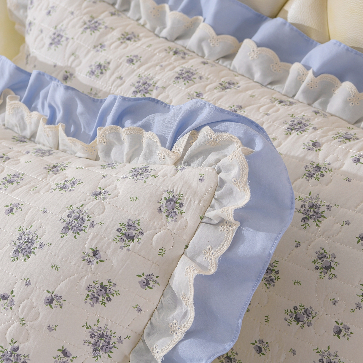 91家纺网 家纺一手货源 找家纺 金梦家居 2026新款水洗棉床盖夏被款四件套 陌上花语