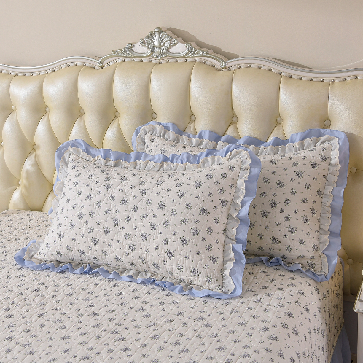 91家纺网 家纺一手货源 找家纺 金梦家居 2026新款水洗棉床盖夏被款四件套 陌上花语