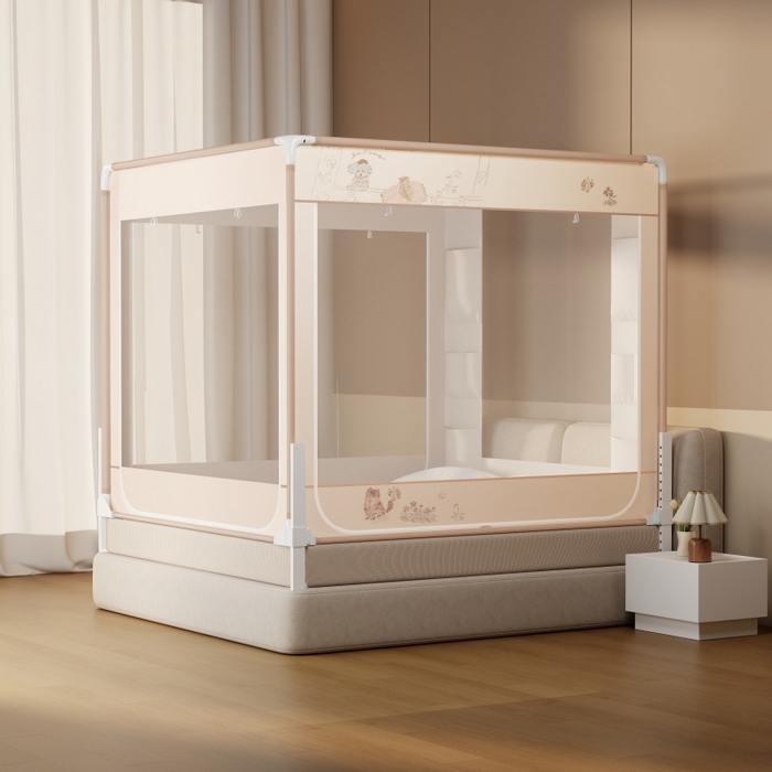 91家纺网 家纺一手货源 找家纺 青竹苑 2026新款贴布口袋款床笠底坐床蚊帐 哈基米