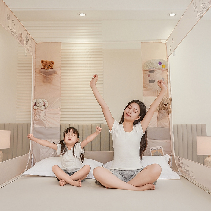 91家纺网 家纺一手货源 找家纺 青竹苑 2026新款贴布口袋款床笠底坐床蚊帐 哈基米