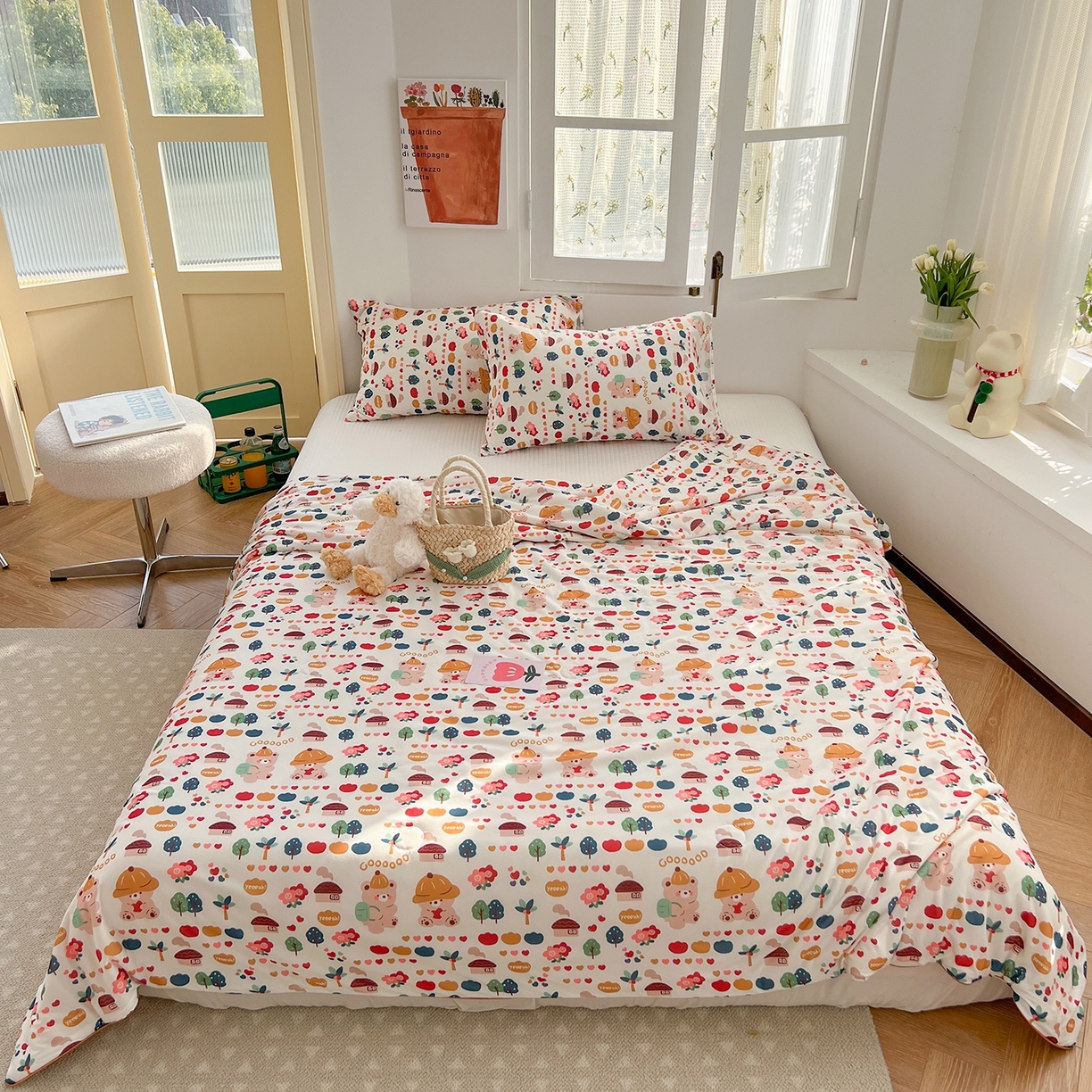 咏绒家纺工厂店 厂家直销网销爆款花型永不断货2025春夏新款A类牛奶针织棉大豆夏被（长期款） 小熊回忆