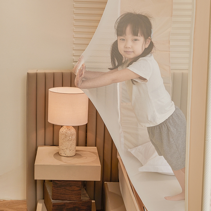 91家纺网 家纺一手货源 找家纺 青竹苑 2026新款贴布口袋款床笠底坐床蚊帐 萌宠出道