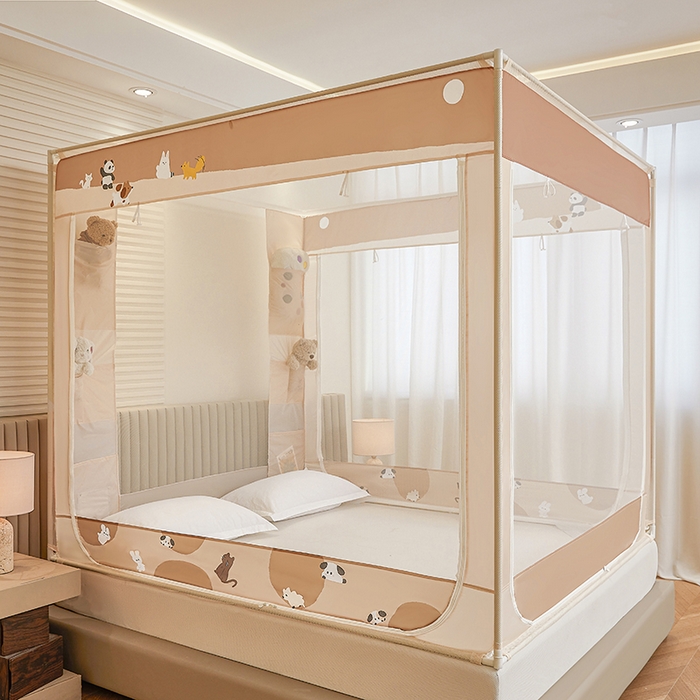 青竹苑 2026新款贴布口袋款床笠底坐床蚊帐 萌宠出道