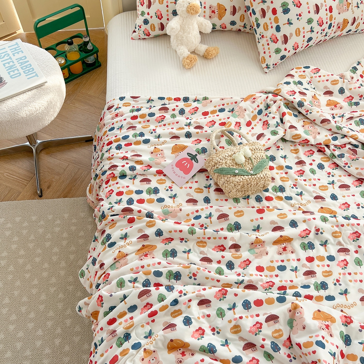 91家纺网 家纺一手货源 找家纺 咏绒家纺工厂店 厂家直销网销爆款花型永不断货2025春夏新款A类牛奶针织棉大豆夏被（长期款） 小熊回忆