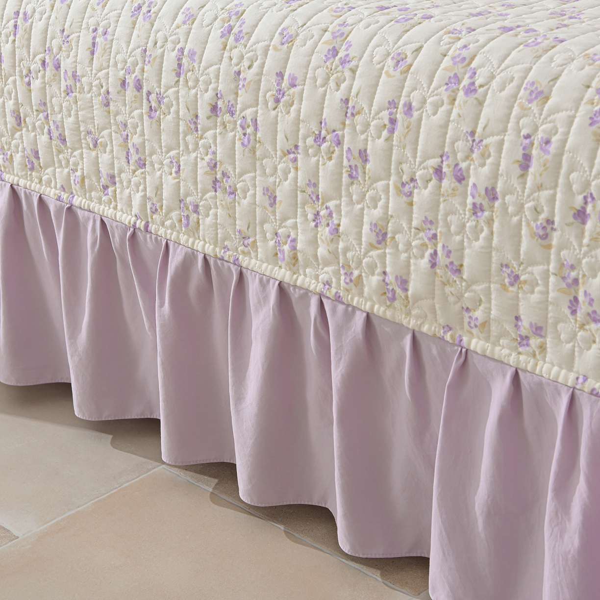 91家纺网 家纺一手货源 找家纺 金梦家居 2026新款水洗棉床盖夏被款四件套 紫韵花开