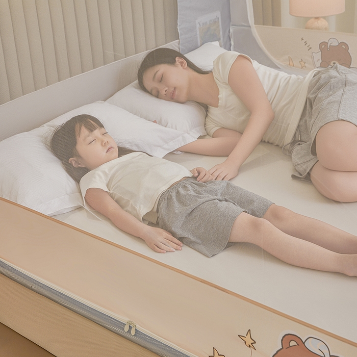 91家纺网 家纺一手货源 找家纺 青竹苑 2026新款贴布口袋款床笠底坐床蚊帐 睡觉熊熊