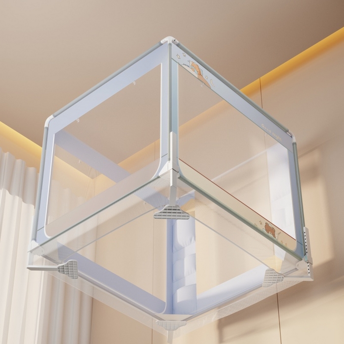 91家纺网 家纺一手货源 找家纺 青竹苑 2026新款贴布口袋款床笠底坐床蚊帐 睡觉熊熊