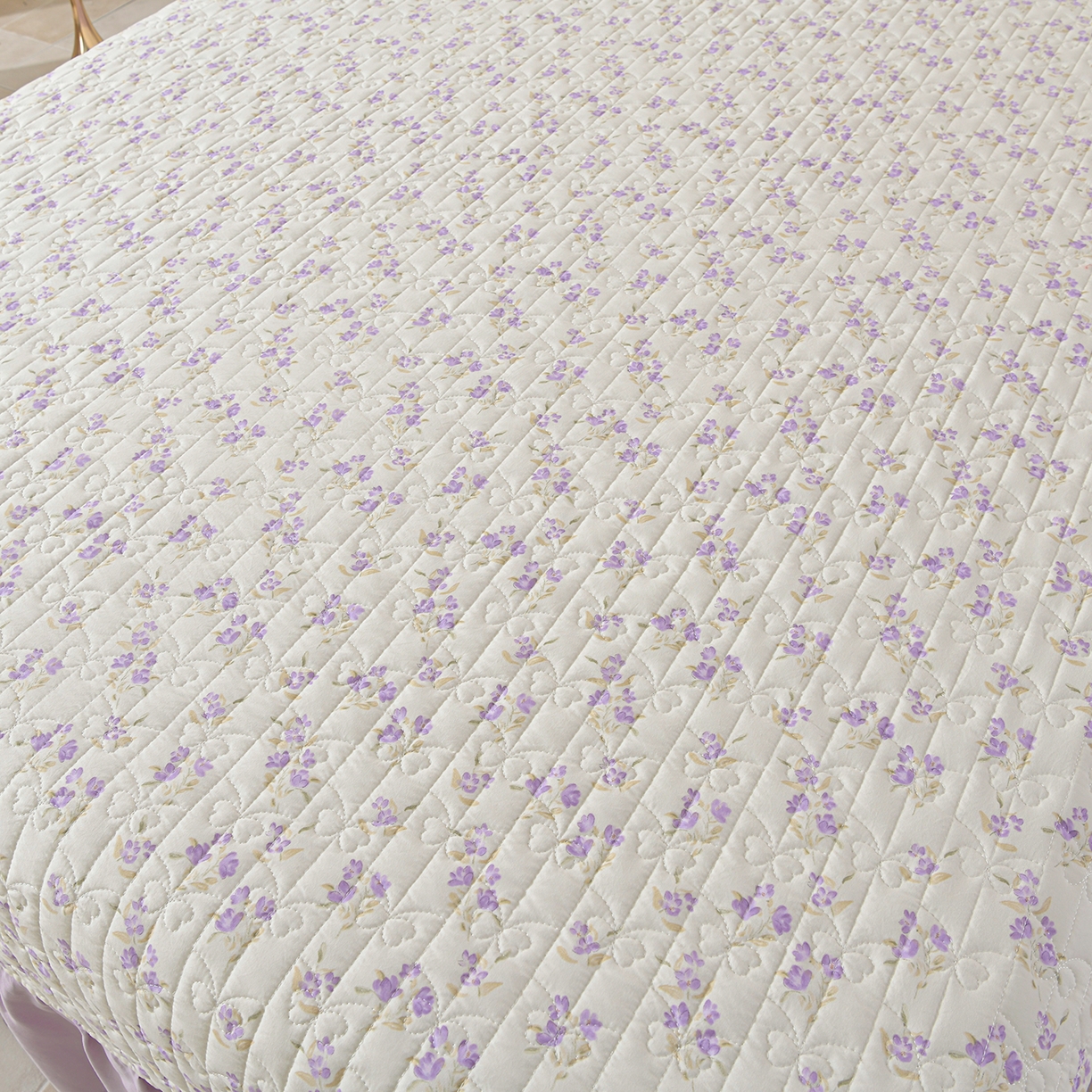 91家纺网 家纺一手货源 找家纺 金梦家居 2026新款水洗棉床盖夏被款四件套 紫韵花开