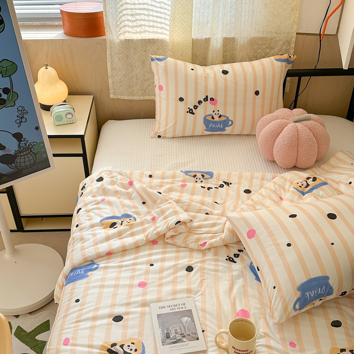 91家纺网 家纺一手货源 找家纺 咏绒家纺工厂店 厂家直销网销爆款花型永不断货2025春夏新款A类牛奶针织棉大豆夏被（长期款） 熊猫咖啡