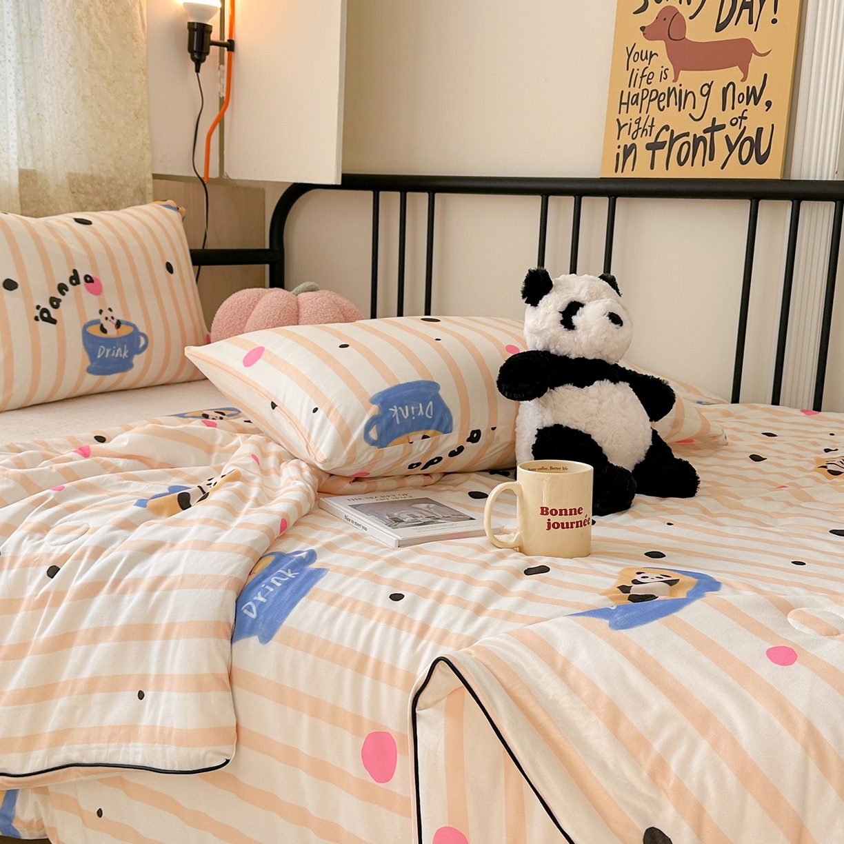 91家纺网 家纺一手货源 找家纺 咏绒家纺工厂店 厂家直销网销爆款花型永不断货2025春夏新款A类牛奶针织棉大豆夏被（长期款） 熊猫咖啡