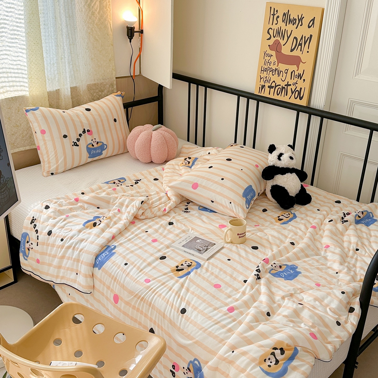 91家纺网 家纺一手货源 找家纺 咏绒家纺工厂店 厂家直销网销爆款花型永不断货2025春夏新款A类牛奶针织棉大豆夏被（长期款） 熊猫咖啡