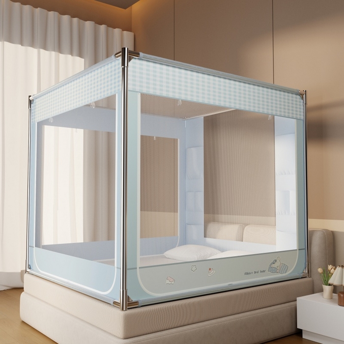 91家纺网 家纺一手货源 找家纺 青竹苑 2026新款贴布口袋款床笠底坐床蚊帐 晚安熊