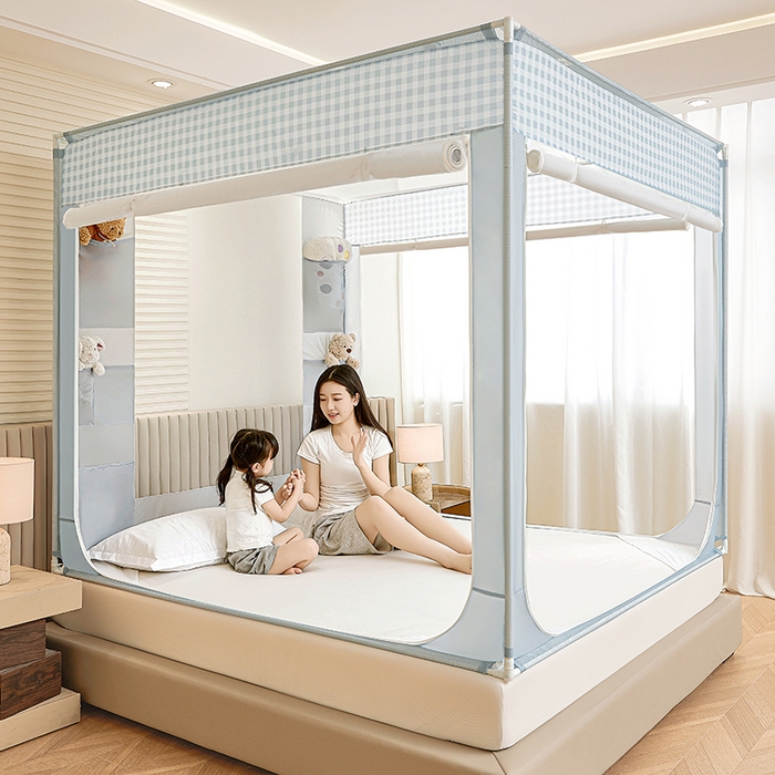 91家纺网 家纺一手货源 找家纺 青竹苑 2026新款贴布口袋款床笠底坐床蚊帐 晚安熊