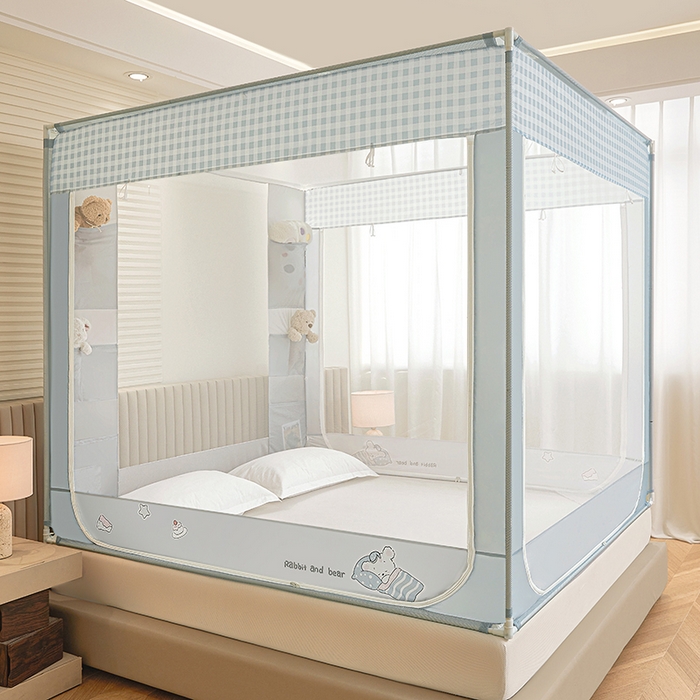 青竹苑 2026新款贴布口袋款床笠底坐床蚊帐 晚安熊