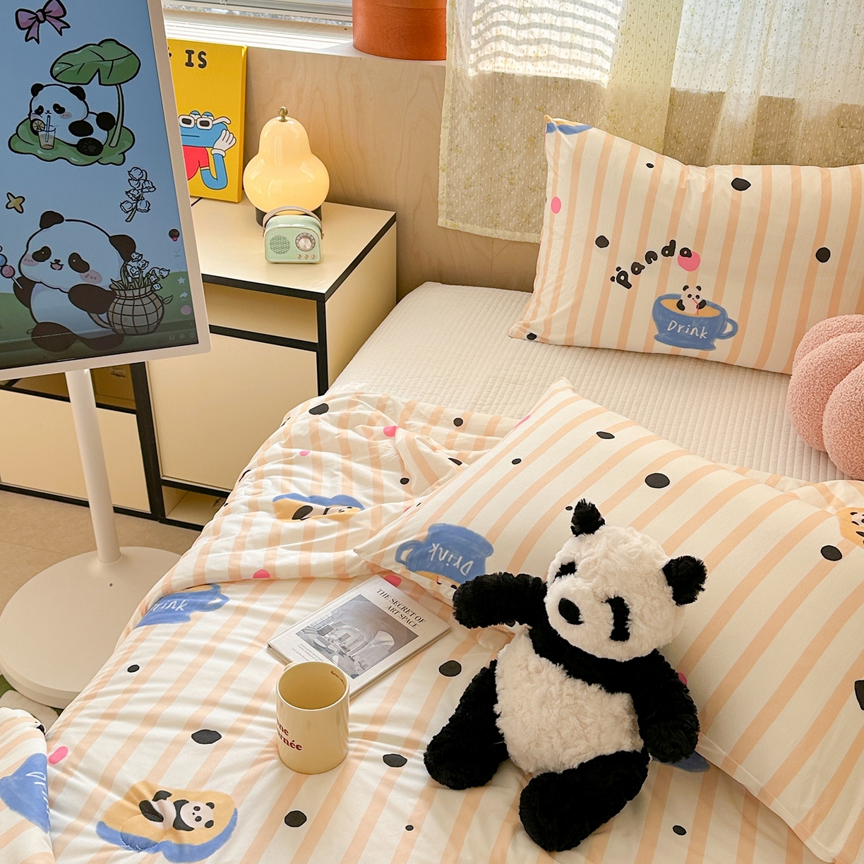 91家纺网 家纺一手货源 找家纺 咏绒家纺工厂店 厂家直销网销爆款花型永不断货2025春夏新款A类牛奶针织棉大豆夏被（长期款） 熊猫咖啡