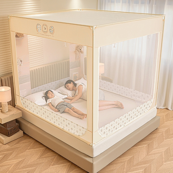 91家纺网 家纺一手货源 找家纺 青竹苑 2026新款贴布口袋款床笠底坐床蚊帐 小刺猬