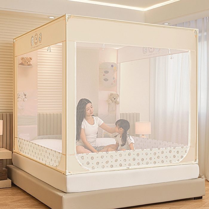 91家纺网 家纺一手货源 找家纺 青竹苑 2026新款贴布口袋款床笠底坐床蚊帐 小刺猬