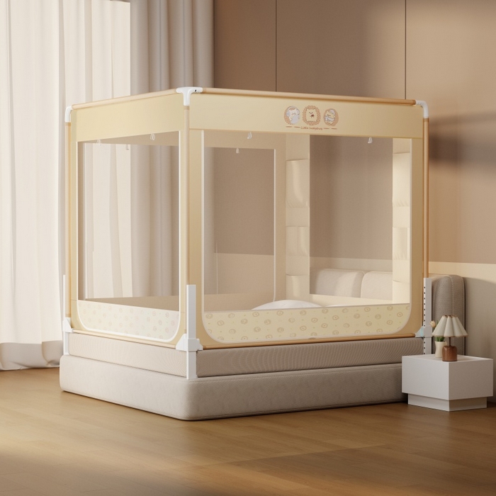 91家纺网 家纺一手货源 找家纺 青竹苑 2026新款贴布口袋款床笠底坐床蚊帐 小刺猬