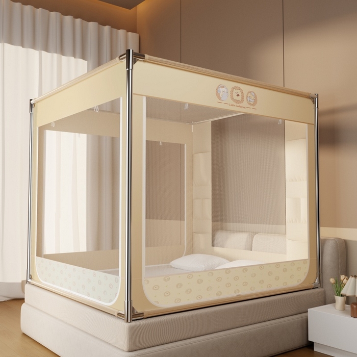 91家纺网 家纺一手货源 找家纺 青竹苑 2026新款贴布口袋款床笠底坐床蚊帐 小刺猬