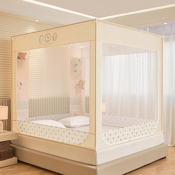 91家纺网 家纺一手货源 找家纺 青竹苑 2026新款贴布口袋款床笠底坐床蚊帐 小刺猬