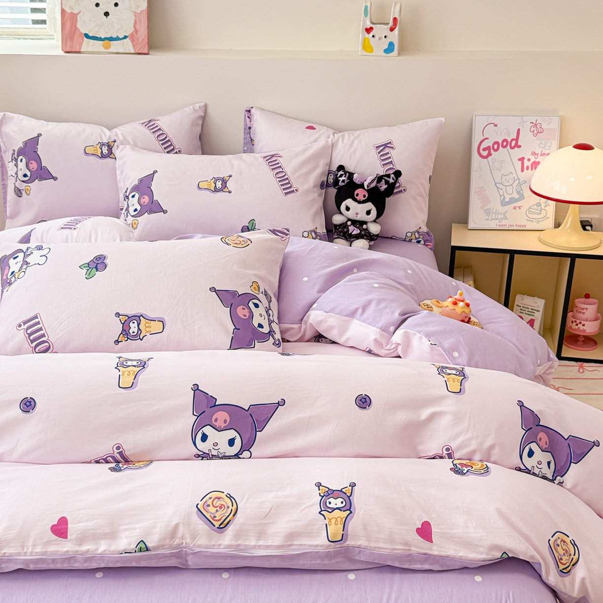 91家纺网 家纺一手货源 找家纺 女子家纺 2026新款40支100%纯棉全棉13070斜纹四件套 甜甜库洛米