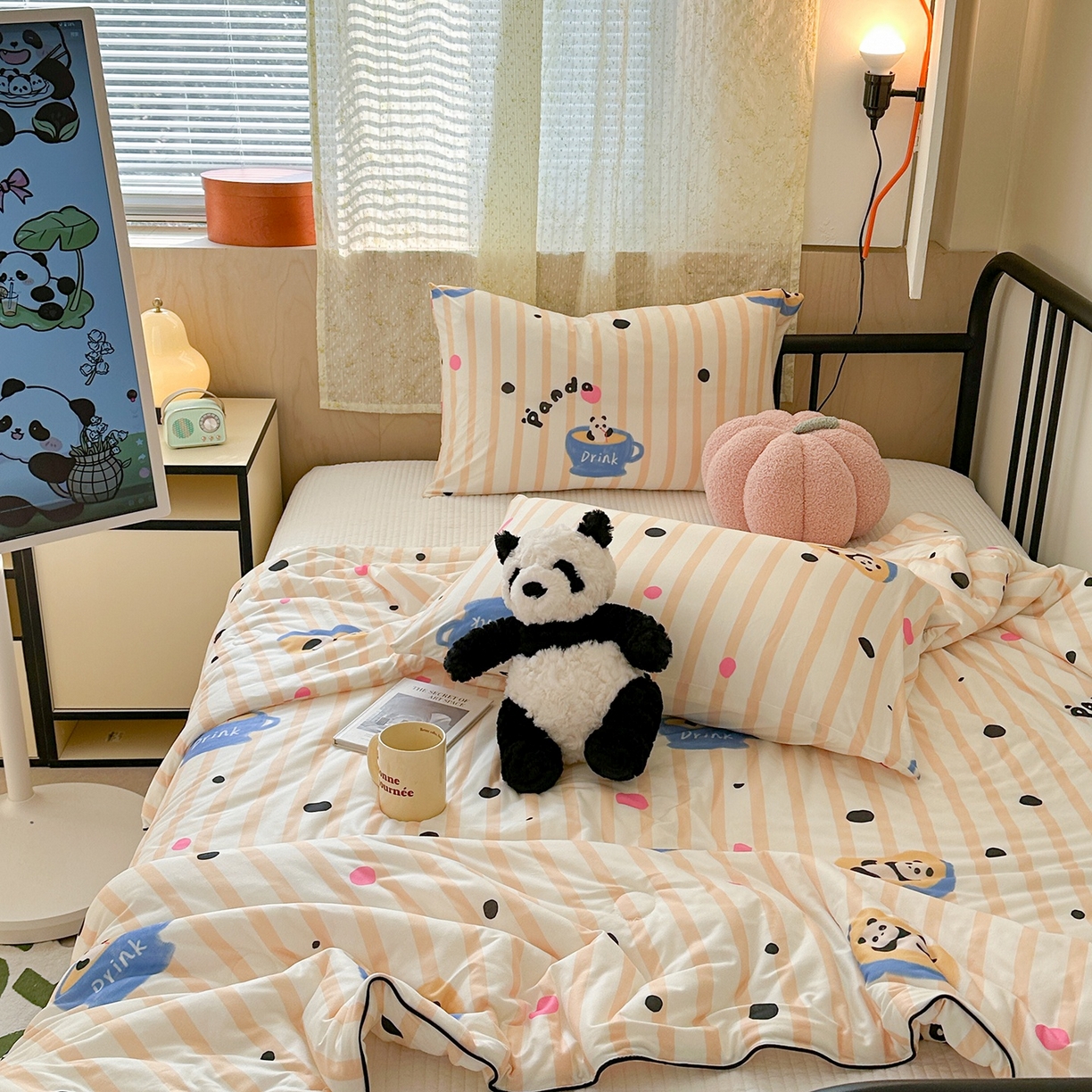 91家纺网 家纺一手货源 找家纺 咏绒家纺工厂店 厂家直销网销爆款花型永不断货2025春夏新款A类牛奶针织棉大豆夏被（长期款） 熊猫咖啡