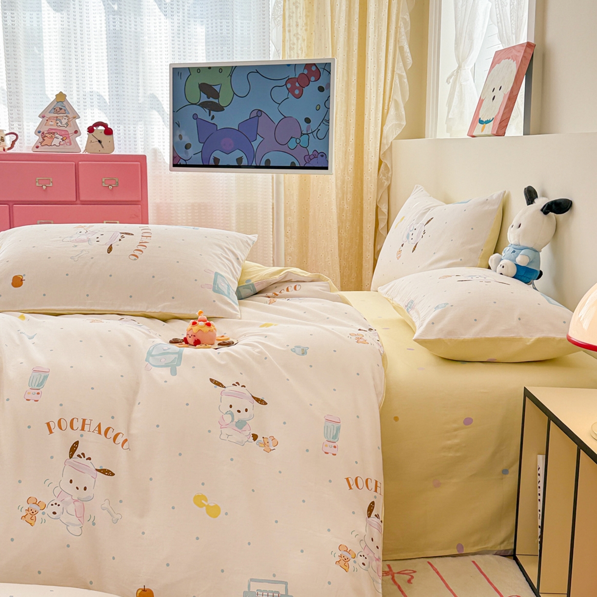 91家纺网 家纺一手货源 找家纺 女子家纺 2026新款40支100%纯棉全棉13070斜纹四件套 帕恰狗