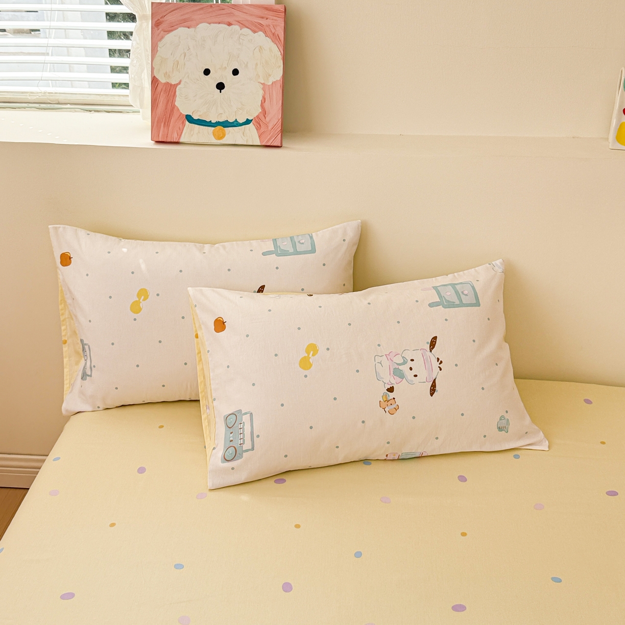 91家纺网 家纺一手货源 找家纺 女子家纺 2026新款40支100%纯棉全棉13070斜纹四件套 帕恰狗