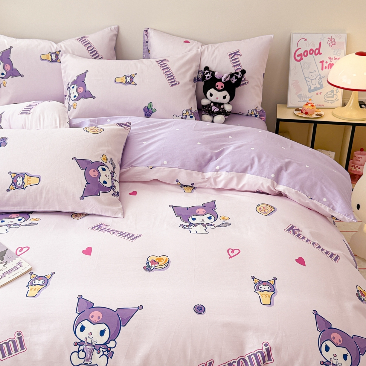 91家纺网 家纺一手货源 找家纺 女子家纺 2026新款40支100%纯棉全棉13070斜纹四件套 甜甜库洛米