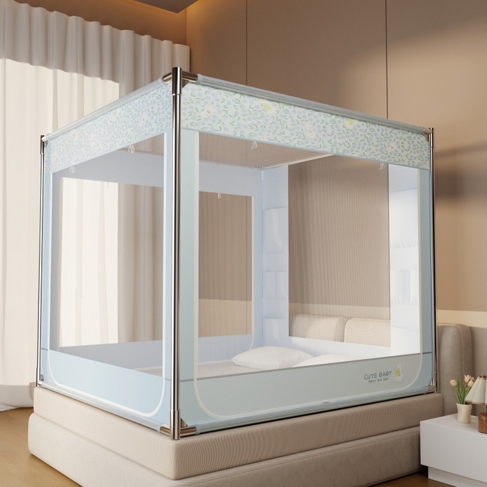 91家纺网 家纺一手货源 找家纺 青竹苑 2026新款贴布口袋款床笠底坐床蚊帐 郁金香兔