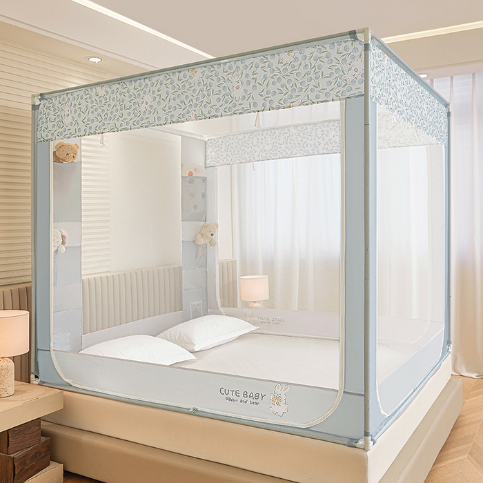 青竹苑 2026新款贴布口袋款床笠底坐床蚊帐 郁金香兔