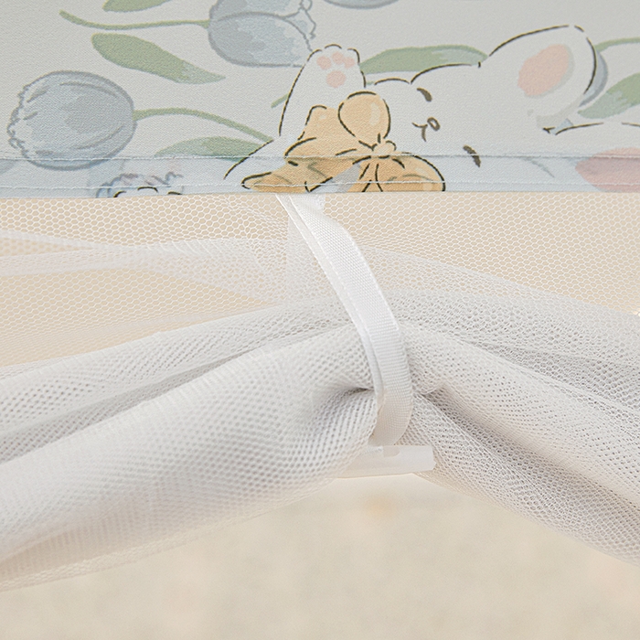 91家纺网 家纺一手货源 找家纺 青竹苑 2026新款贴布口袋款床笠底坐床蚊帐 郁金香兔