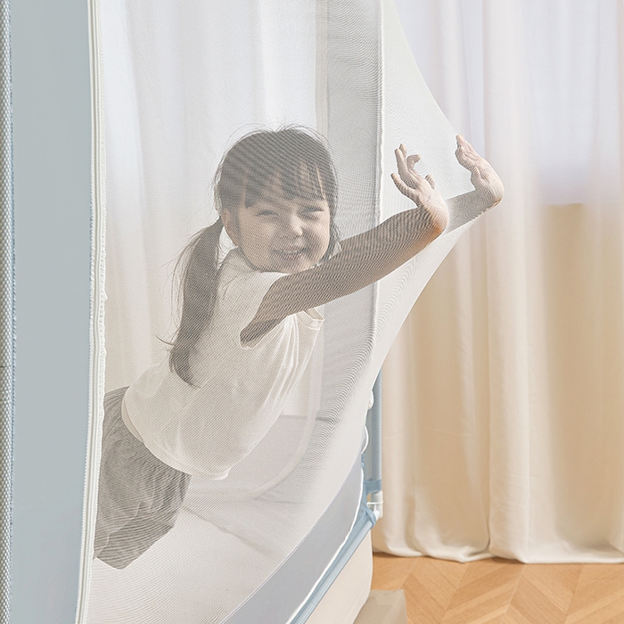 91家纺网 家纺一手货源 找家纺 青竹苑 2026新款贴布口袋款床笠底坐床蚊帐 郁金香兔