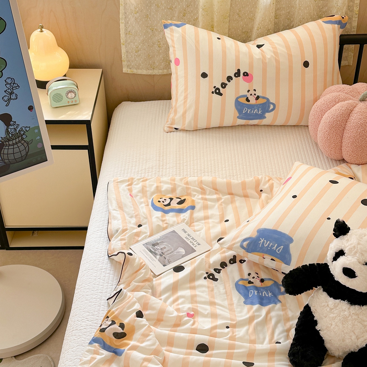 91家纺网 家纺一手货源 找家纺 咏绒家纺工厂店 厂家直销网销爆款花型永不断货2025春夏新款A类牛奶针织棉大豆夏被（长期款） 熊猫咖啡