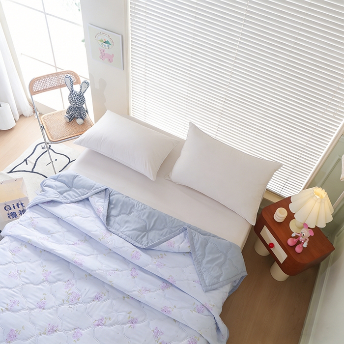 91家纺网 家纺一手货源 找家纺 诗雅纺织 2025新款超柔水洗棉夏凉被空调被超声波压花夏被礼品被 紫藤萝