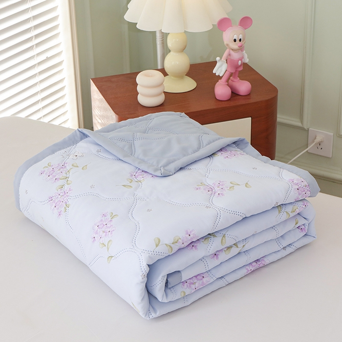 91家纺网 家纺一手货源 找家纺 诗雅纺织 2025新款超柔水洗棉夏凉被空调被超声波压花夏被礼品被 紫藤萝