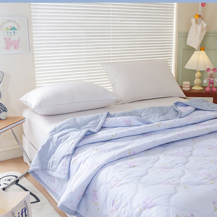 91家纺网 家纺一手货源 找家纺 诗雅纺织 2025新款超柔水洗棉夏凉被空调被超声波压花夏被礼品被 紫藤萝