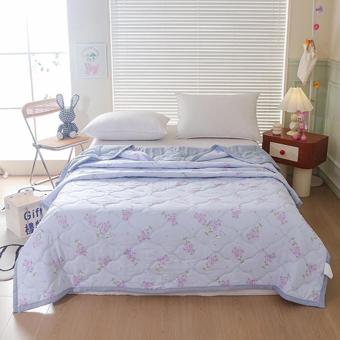 诗雅纺织 2025新款超柔水洗棉夏凉被空调被超声波压花夏被礼品被 紫藤萝