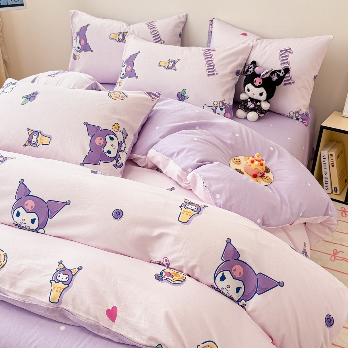 91家纺网 家纺一手货源 找家纺 女子家纺 2026新款40支100%纯棉全棉13070斜纹四件套 甜甜库洛米