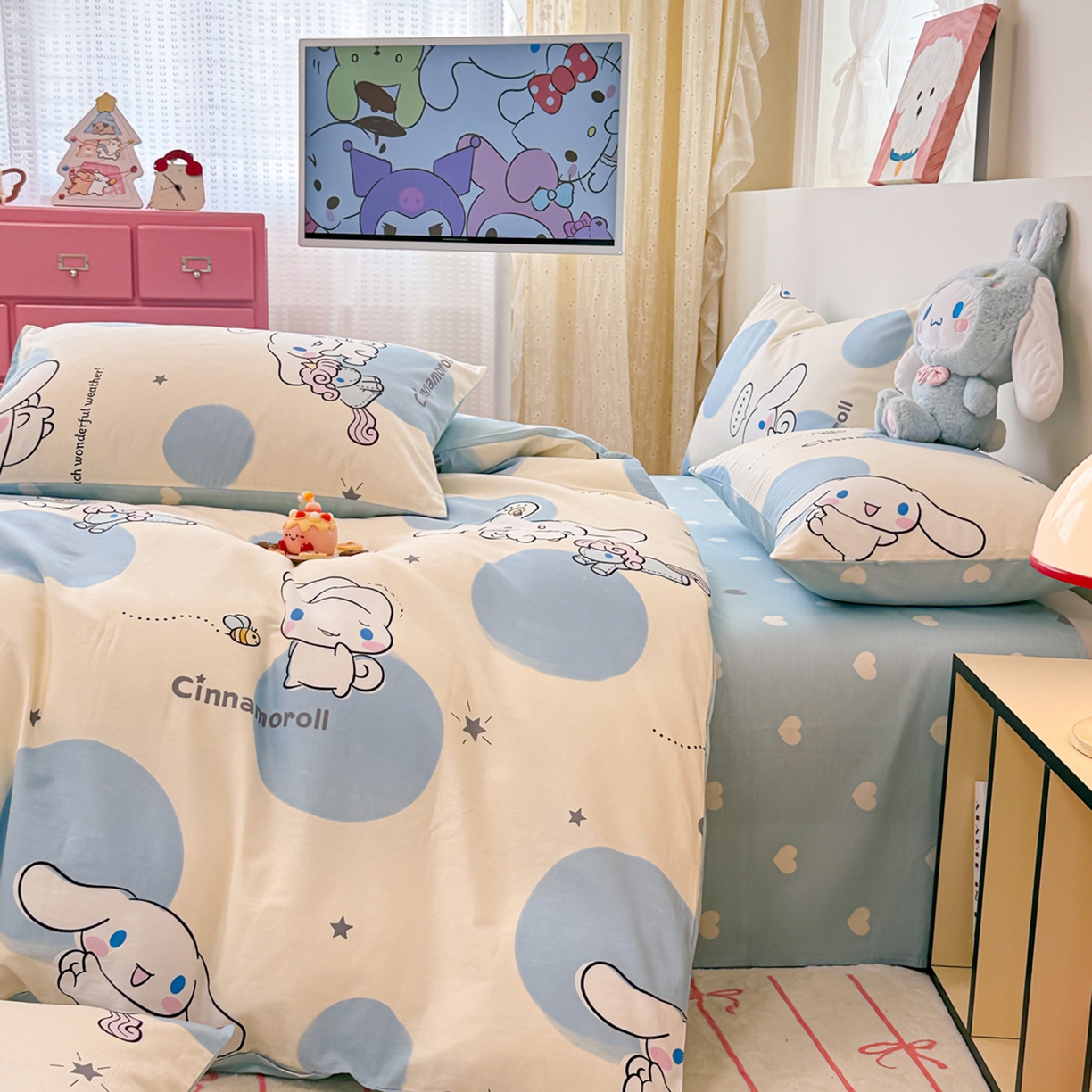 91家纺网 家纺一手货源 找家纺 女子家纺 2026新款40支100%纯棉全棉13070斜纹四件套 玉桂狗