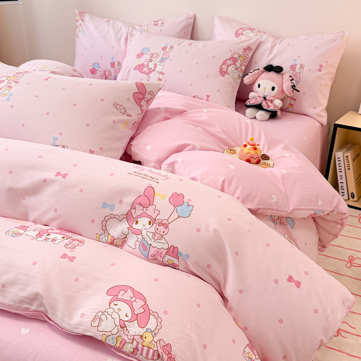 91家纺网 家纺一手货源 找家纺 女子家纺 2026新款40支100%纯棉全棉13070斜纹四件套 快乐美乐蒂