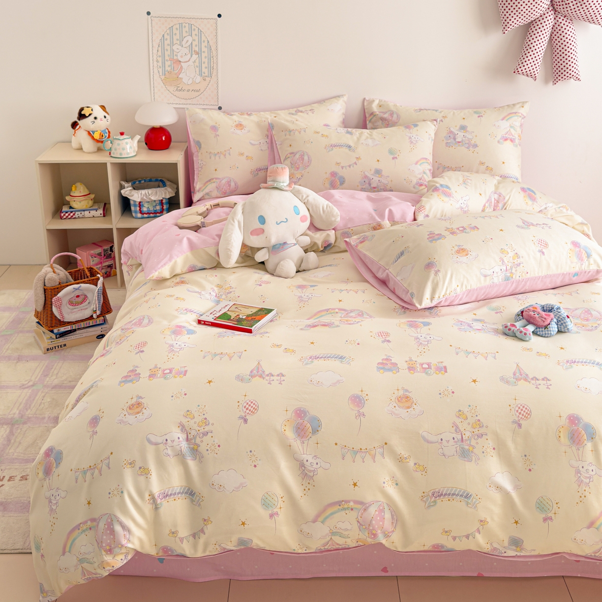 91家纺网 家纺一手货源 找家纺 女子家纺 2026新款40支100%纯棉全棉13070斜纹四件套 玉桂彩虹乐园