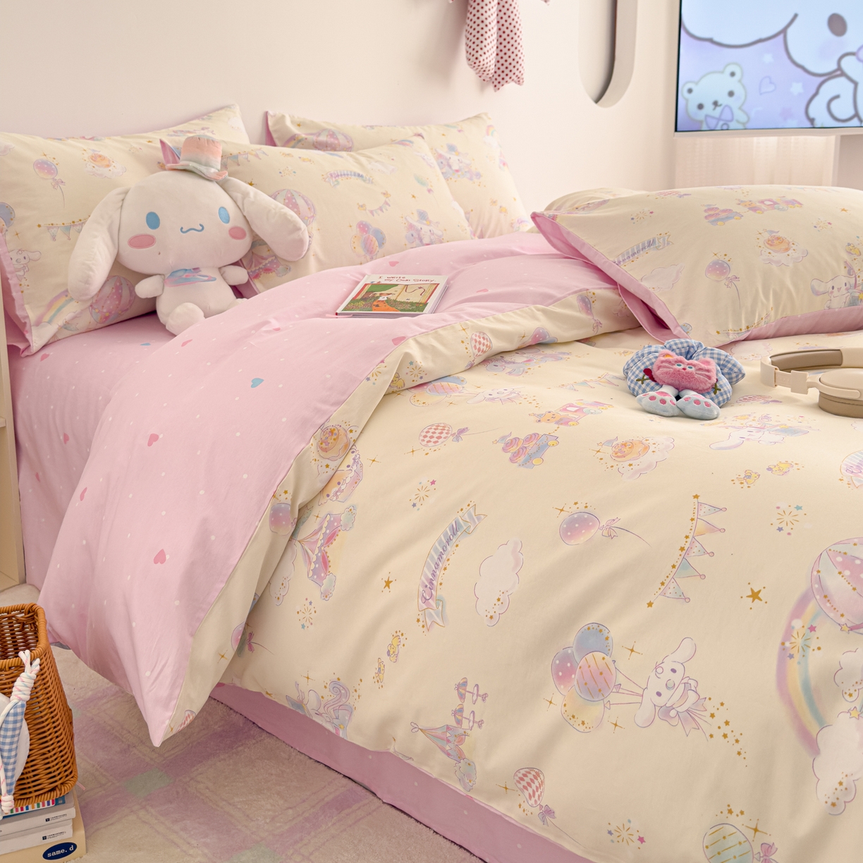 91家纺网 家纺一手货源 找家纺 女子家纺 2026新款40支100%纯棉全棉13070斜纹四件套 玉桂彩虹乐园