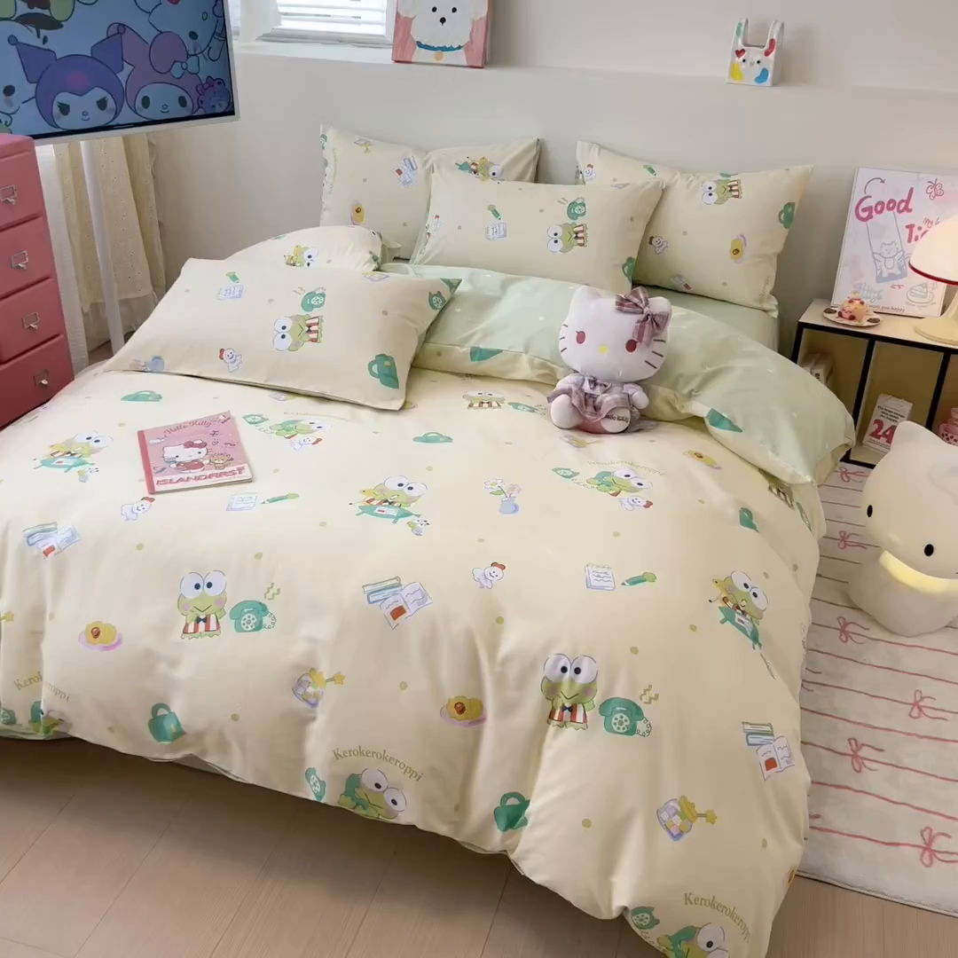 91家纺网 家纺一手货源 找家纺 女子家纺 2026新款40支100%纯棉全棉13070斜纹四件套 可洛比