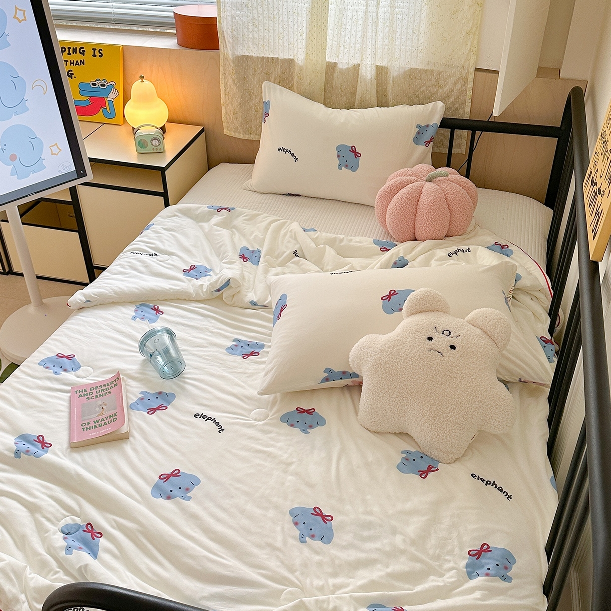 91家纺网 家纺一手货源 找家纺 咏绒家纺工厂店 厂家直销网销爆款花型永不断货2025春夏新款A类牛奶针织棉大豆夏被（长期款） 羞羞象