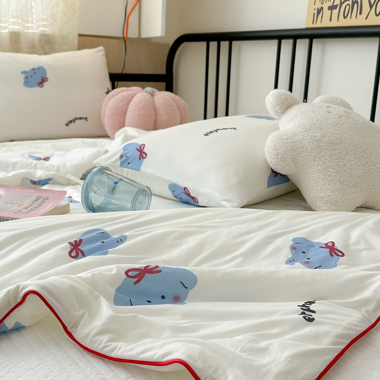 91家纺网 家纺一手货源 找家纺 咏绒家纺工厂店 厂家直销网销爆款花型永不断货2025春夏新款A类牛奶针织棉大豆夏被（长期款） 羞羞象