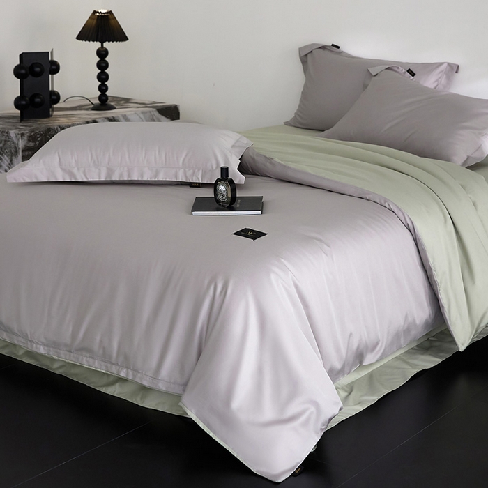 91家纺网 家纺一手货源 找家纺 梧桐树 60S纯色全棉纯棉长绒棉系列单品被套单品被套单件 单被套 银灰+绿