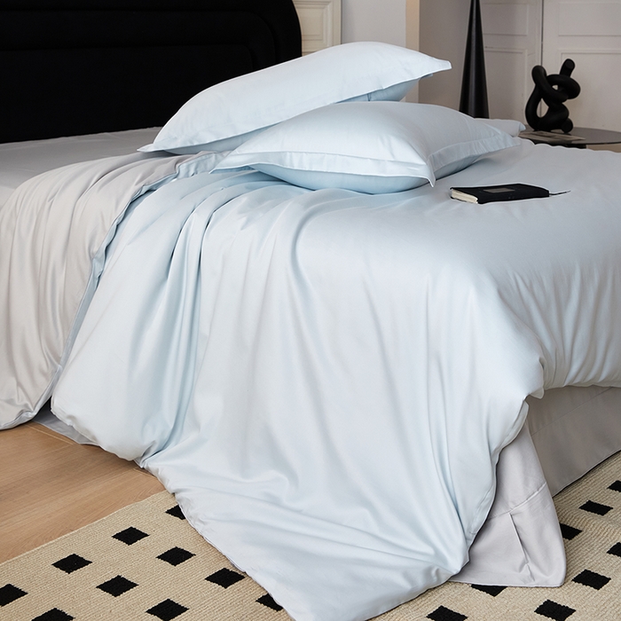 91家纺网 家纺一手货源 找家纺 梧桐树 60S纯色全棉纯棉长绒棉系列单品被套单品被套单件 单被套 天空蓝灰